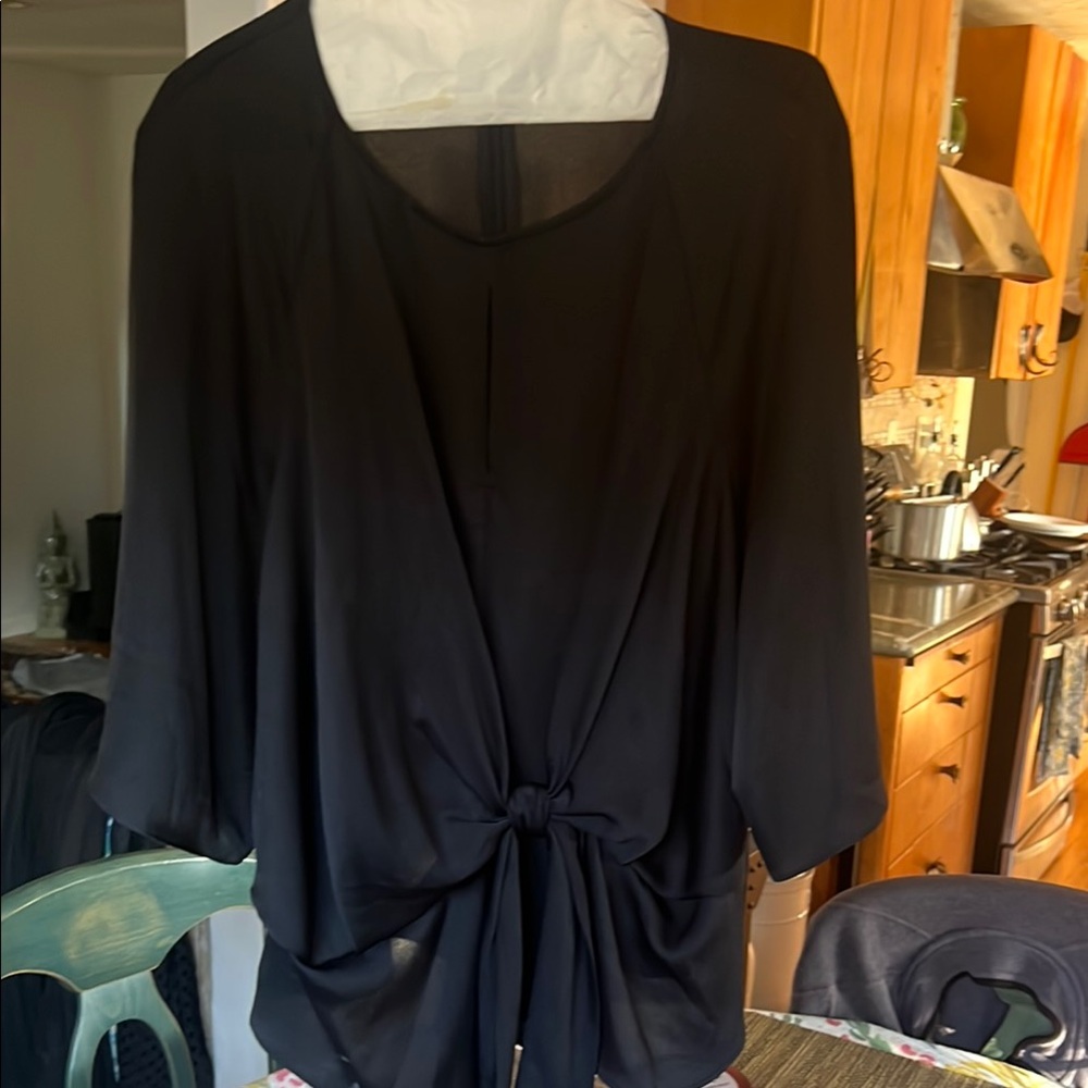 Vince Camuto Black Tie Front Blouse